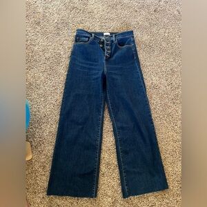 Sneek peak wide leg raw hem button fly denim size 9